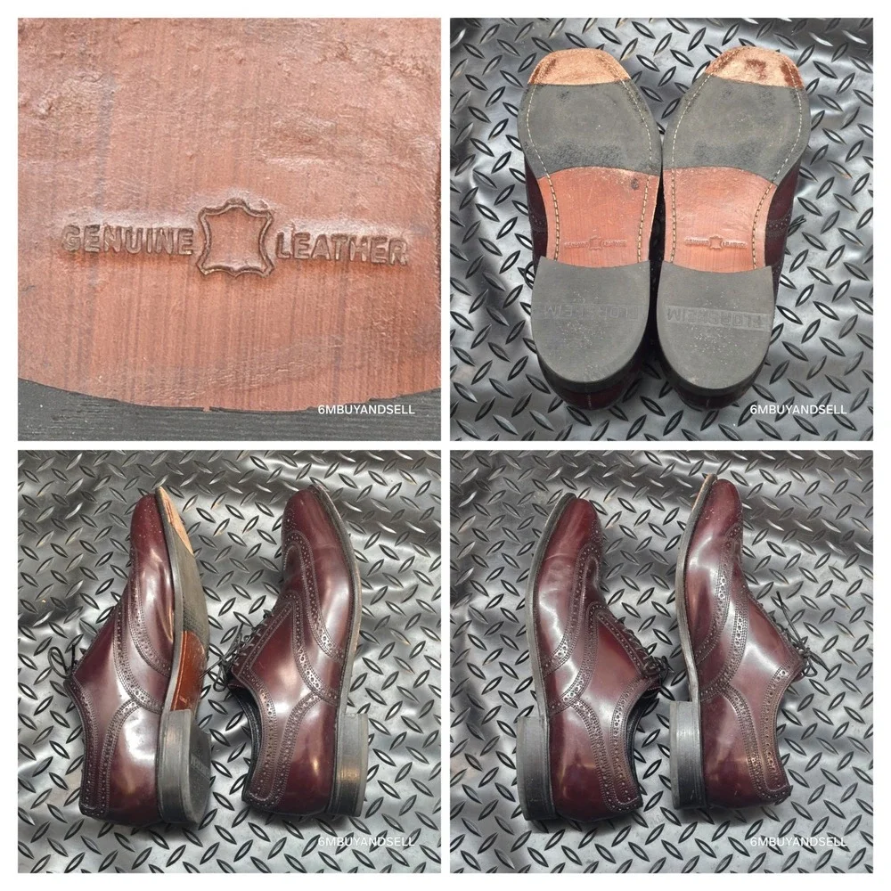 Florsheim Mens 10.5 Burgundy Leather Wingtip Oxford Dress Shoes Brogue 232481 05